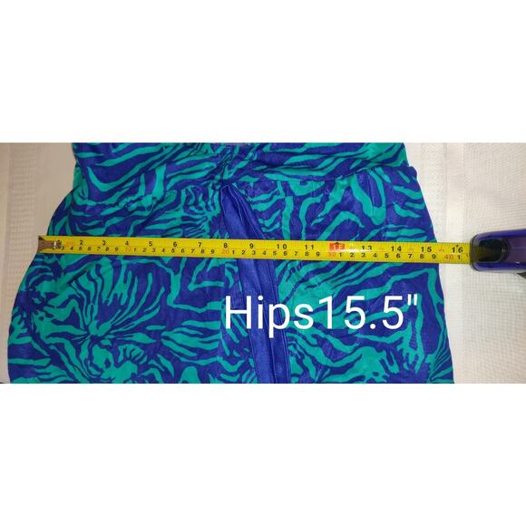 Vintage Esther Williams Swimsuit Sz 16 One Piece Romper Shorts Teal & Blue USA - Picture 14 of 16